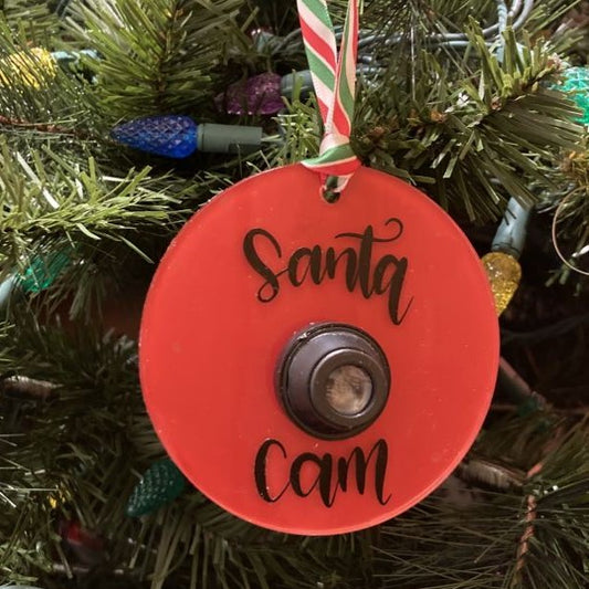 Santa Cam, 3.5" Acrylic Round Christmas Ornament