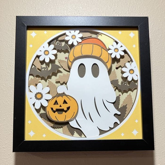 Trick or Treating Ghost, Layered Art Shadow Box