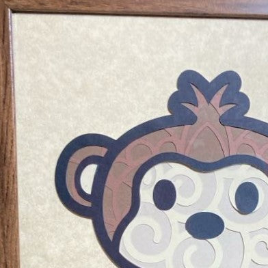 Monkey with banana, Layered Art, close up 