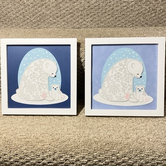 Polar bear and baby, layered art, multiple options