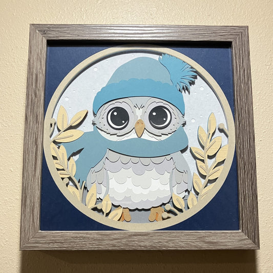 Wintery Owl - Layered Art Shadow Box