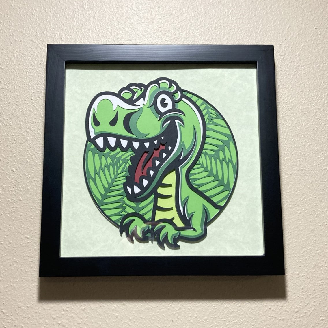 T-Rex, layered art, 8x8