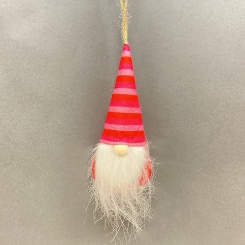 Hanging Plush Valentine Gnomes- Red and pink stripes