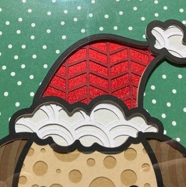 Christmas Santa Dog, Layered Art, close up of hat