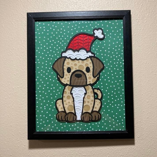 Christmas Santa Dog, Layered Art