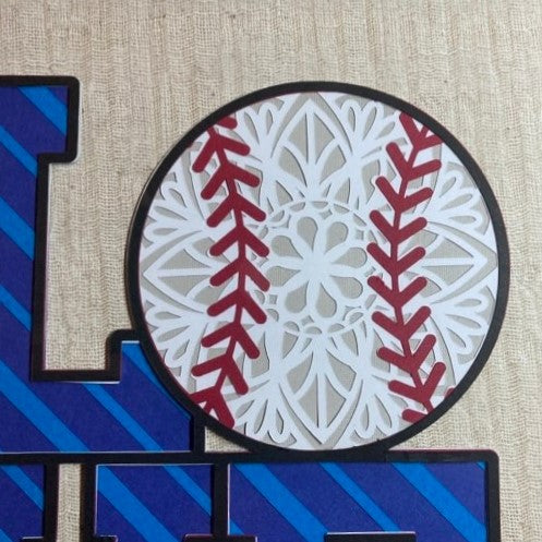 Softball/Baseball Love, Framed Layered Art Closeup