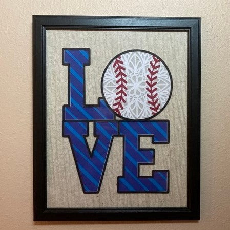 Softball/Baseball Love, Framed Layered Art