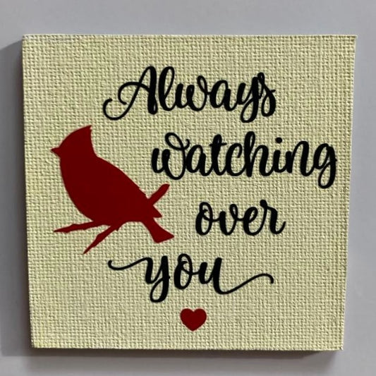 Always Watching Over You, cardinal magnet, 3"