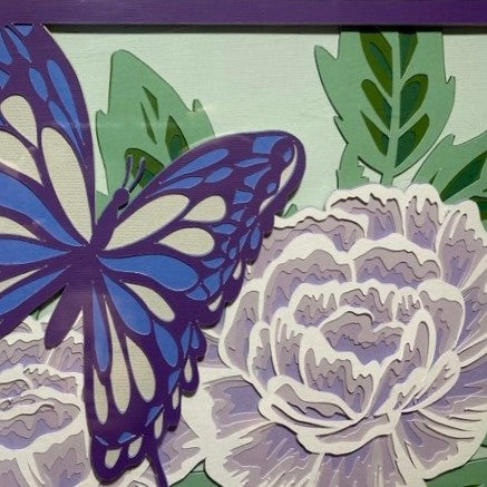 Butterfly & Flowers Layered Wall Art