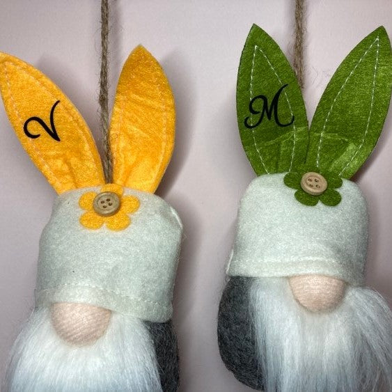 Personalized Easter Gnomes, Hanging, Close up