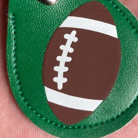 Football Key Fob/ Bag tag, close up