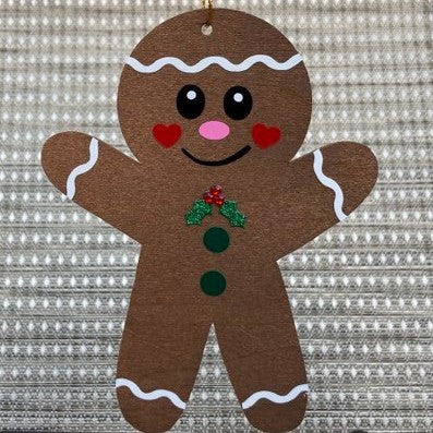 Wooden Gingerbread Christmas Ornaments, Multiple Options Available