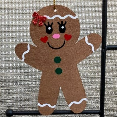 Wooden Gingerbread Christmas Ornaments, Multiple Options Available