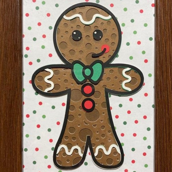 Gingerbread Man - 5" x 7" Layered Art, close up