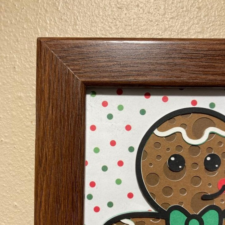 Gingerbread Man - 5" x 7" Layered Art, close up of frame