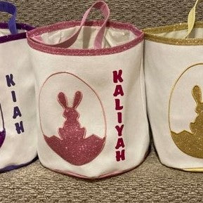 Personalized Easter Baskets, Glitter Pink