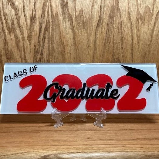 Graduate, Glass Tile, customized colors, Red