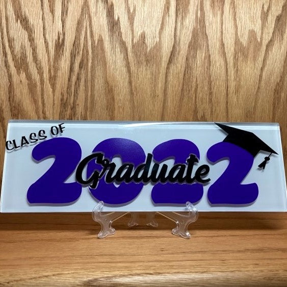 Graduate, Glass Tile, customized colors, purple