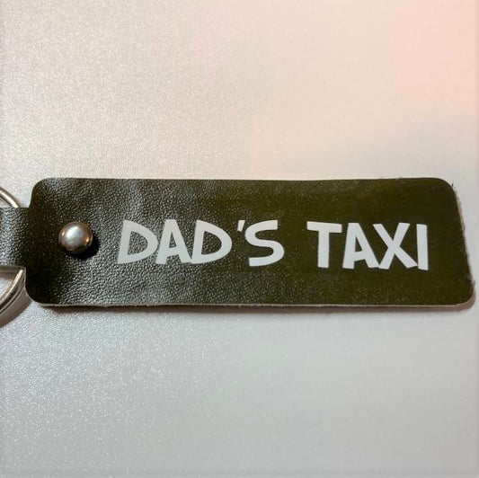 Parent Themed Key fobs, Faux Leather, Dad's Taxi green