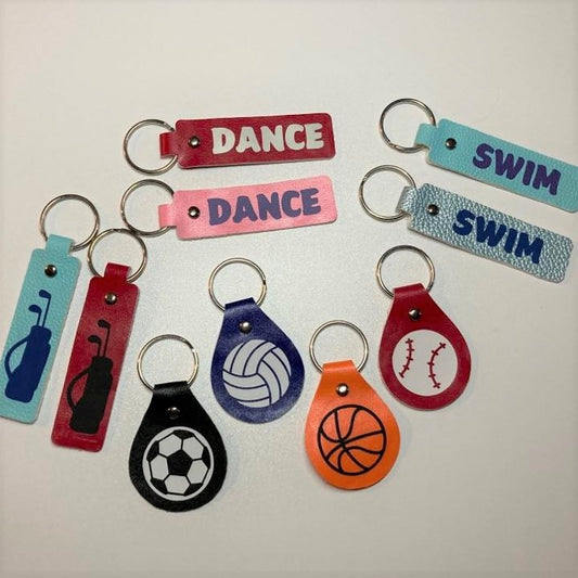 Faux Leather sports themed key fobs