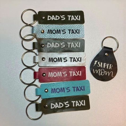 Parent Themed Key fobs, Faux Leather