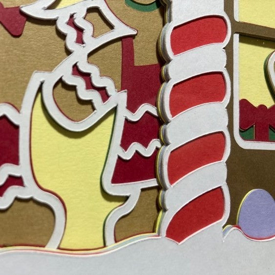 Gingerbread House Shadow Box, close up