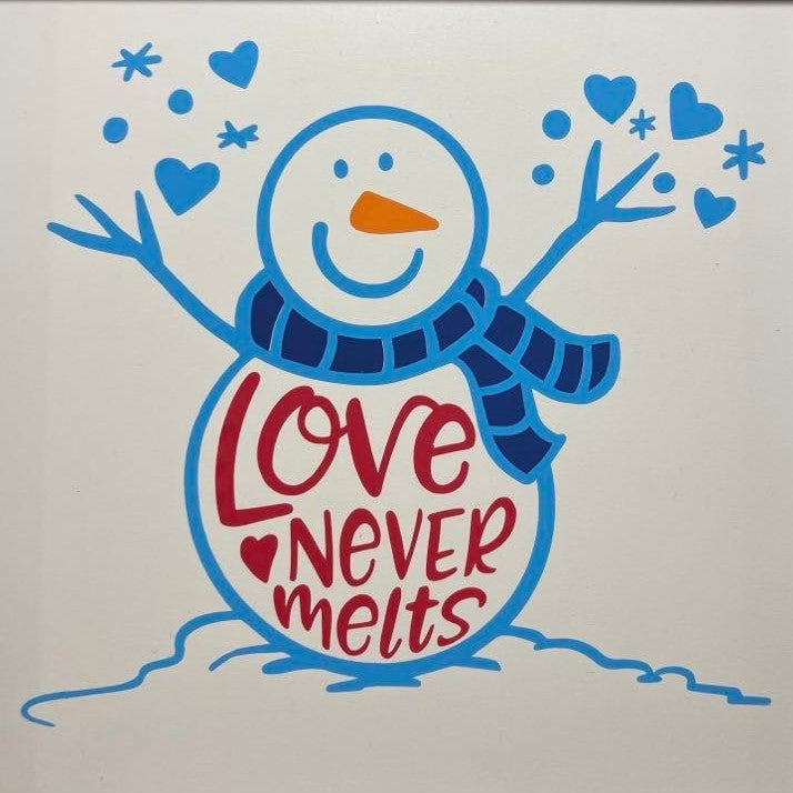 Love Never Melts Snowman, Wall Art, close up