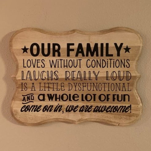 Our Family is Awesome! Wood Sign with Routed Edges