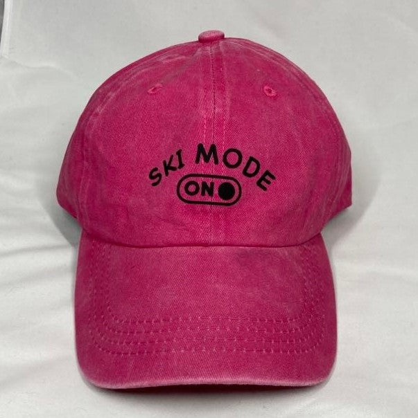 Ski Mode On Baseball Cap, Multiple Colors Available, Bright Pink