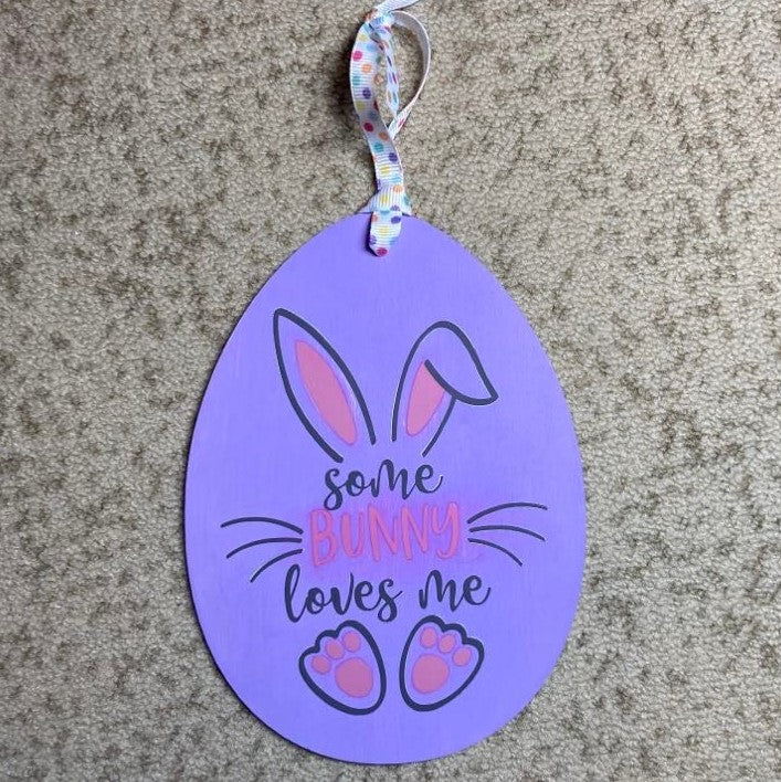 Some Bunny Loves Me, Wooden Sign, purple