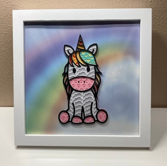 layered unicorn framed